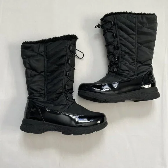 Totes Black Sherpa Lined Winter Boots Size 4 - Picture 2 of 10